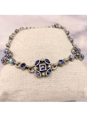 Vintage ICEBOX Pewter & Blue Crystal Bracelet!!!  EUC!